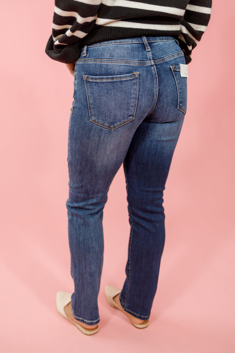 Risen Dark Wash Non Distressed Crossover Jeans