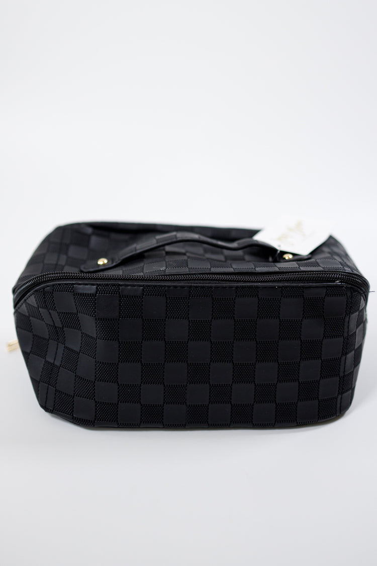 Rosemary Leather Checker Makeup Bag, VARIOUS