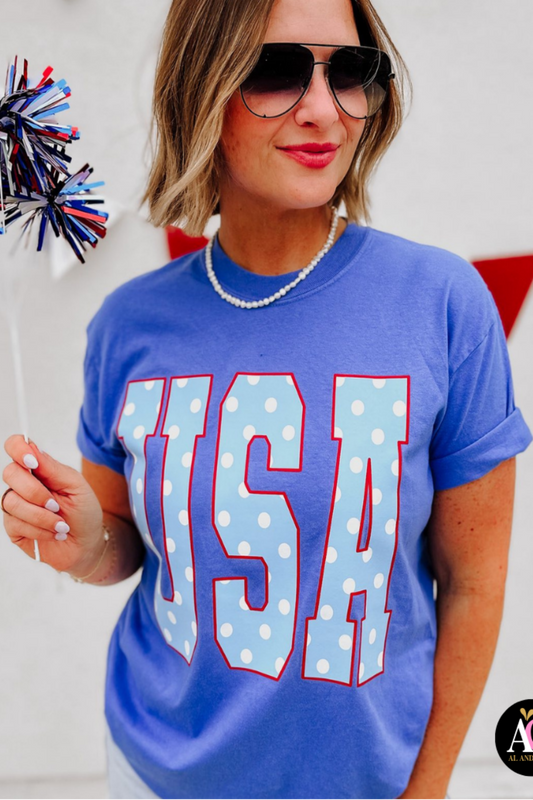 USA Star Graphic Tee, Mystic Blue Al + Gray Graphic Tees