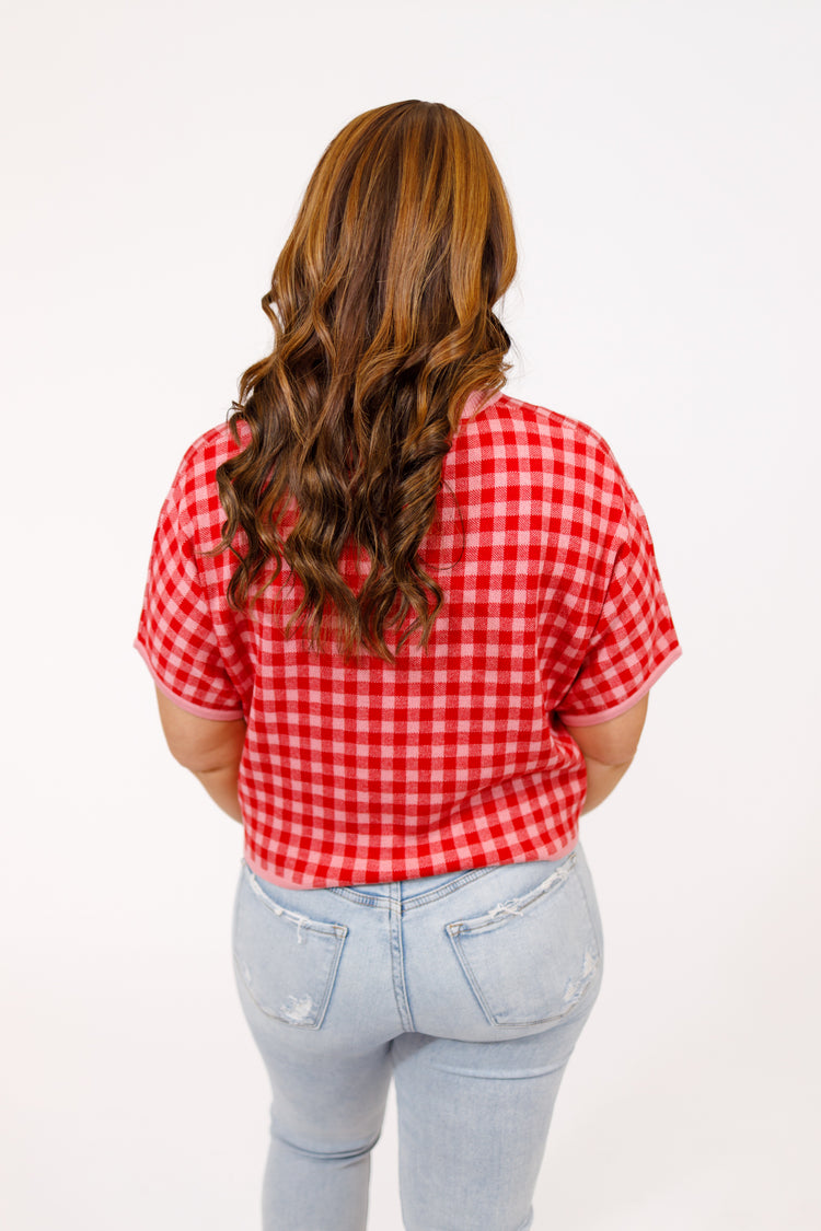 Red and Pink Gingham Top