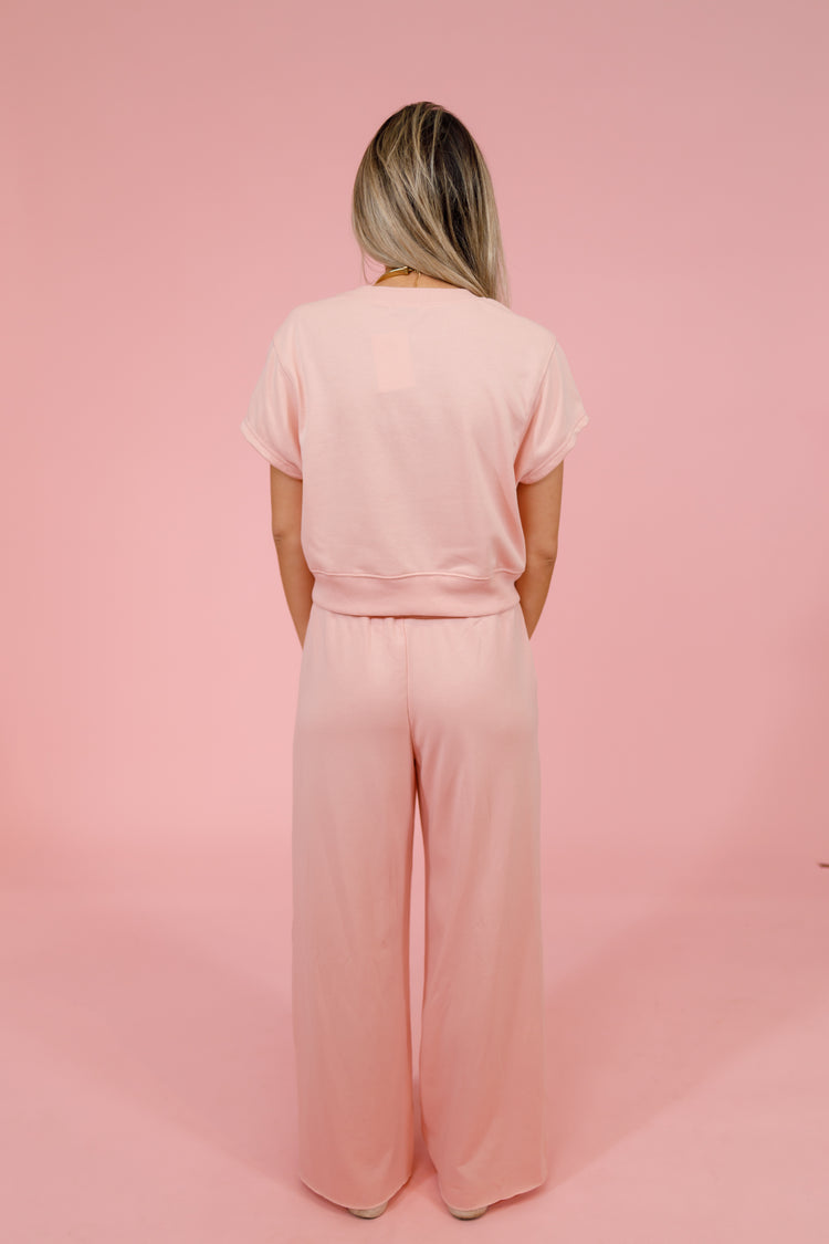 Light Pink Wide Leg Pants Set Jaxe + Grace Boutique