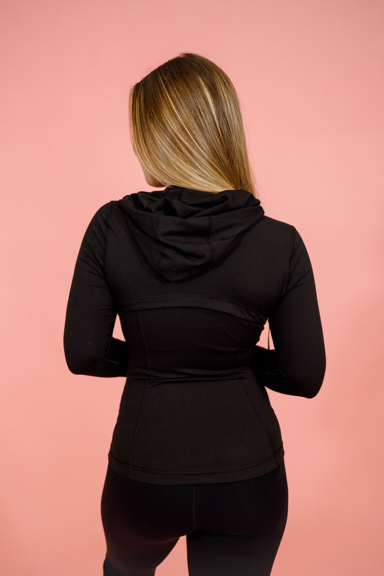 Solid Activewear Jacket, BLACK