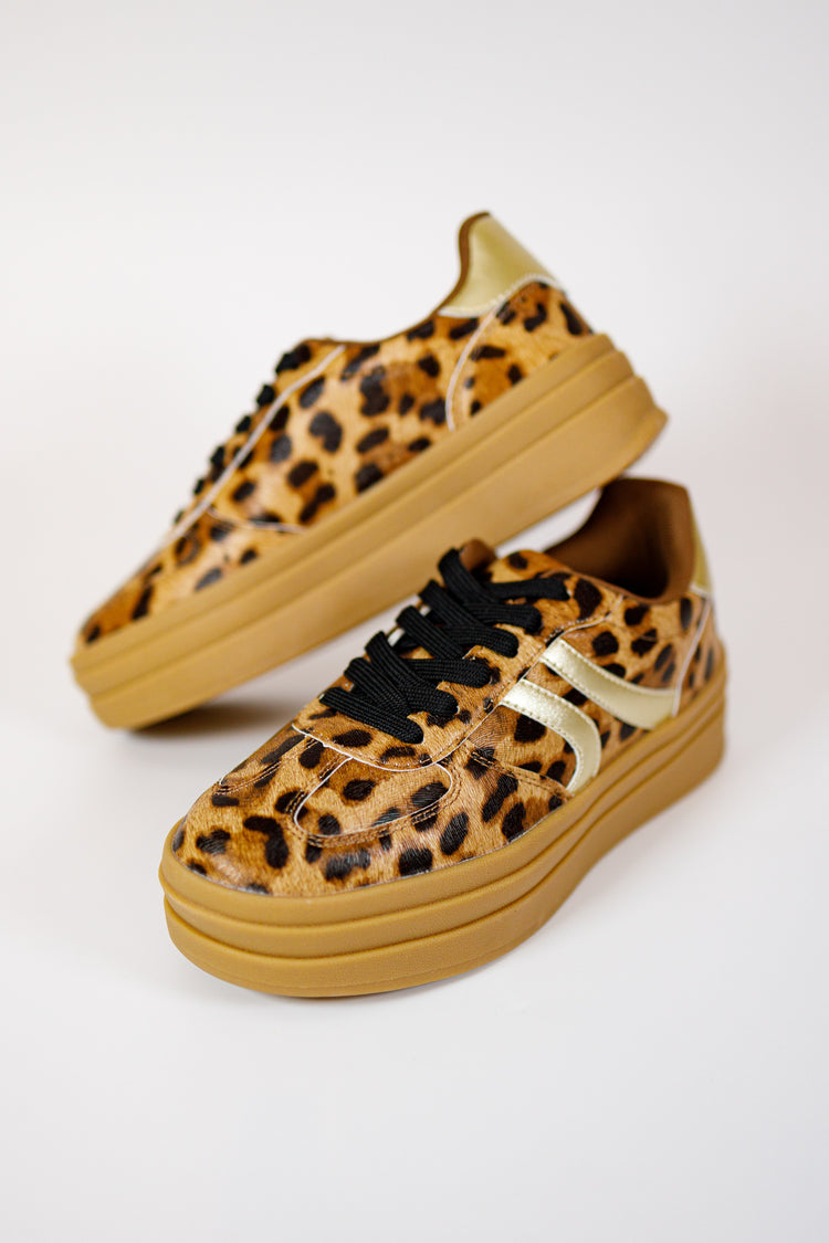 Leopard and Gold Platform Sneakers