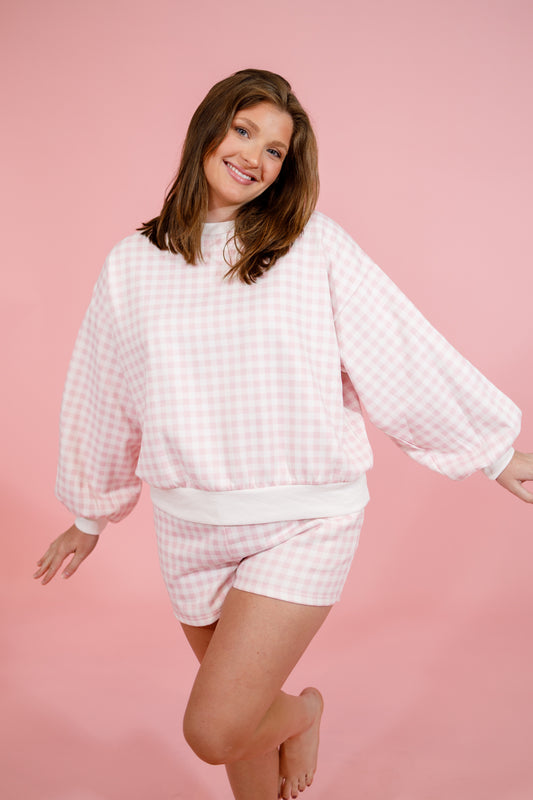 Pink Gingham Lounge Set