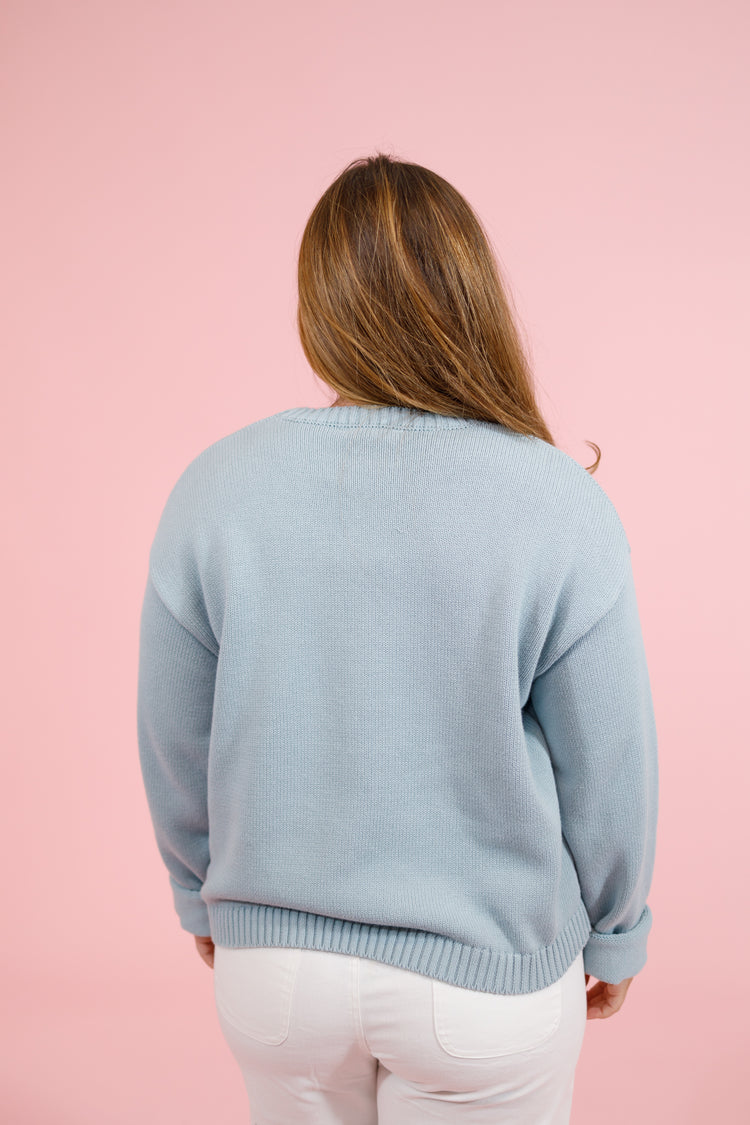Blue Sage Fish Knit Sweater