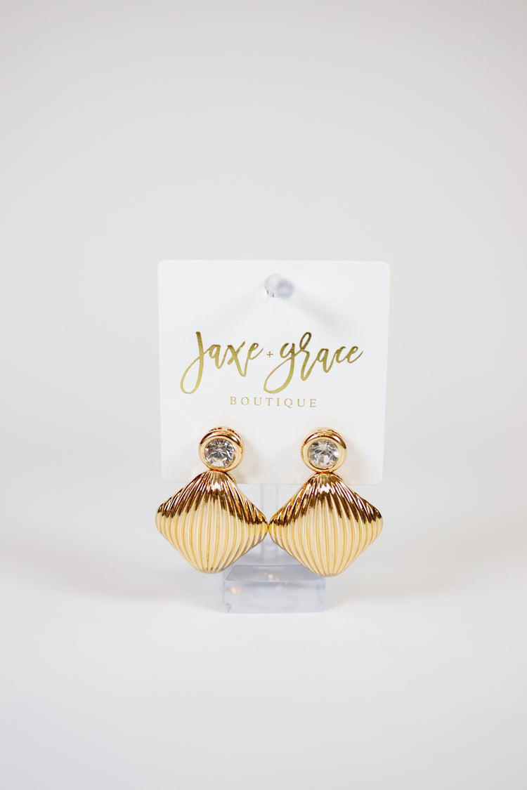 Crystal & Patterned Square Chunky Drop Earrings Jaxe + Grace Boutique