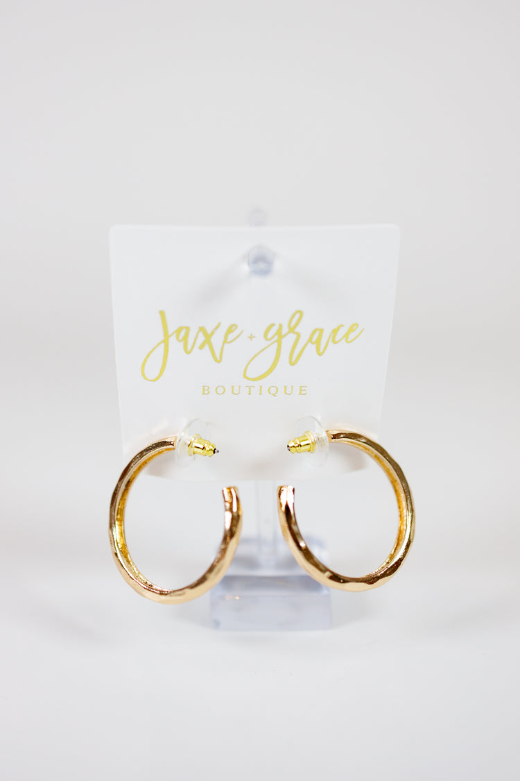 38MM Hammered Hoop Earrings Jaxe + Grace Boutique