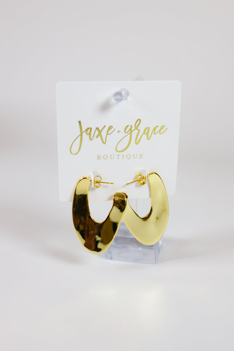 Gold Polished Art Hoop Earrings Jaxe + Grace Boutique