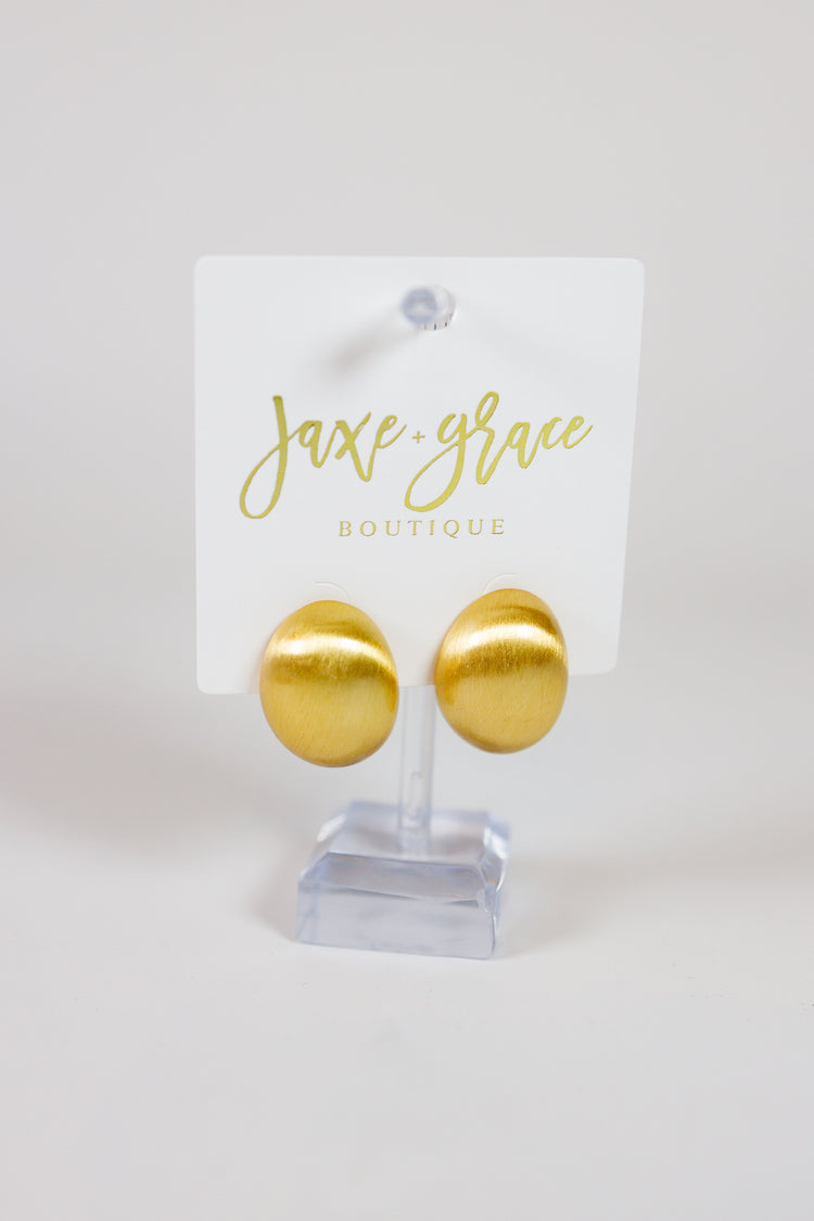 Brushed Metal Oval Dome Earrings Jaxe + Grace Boutique