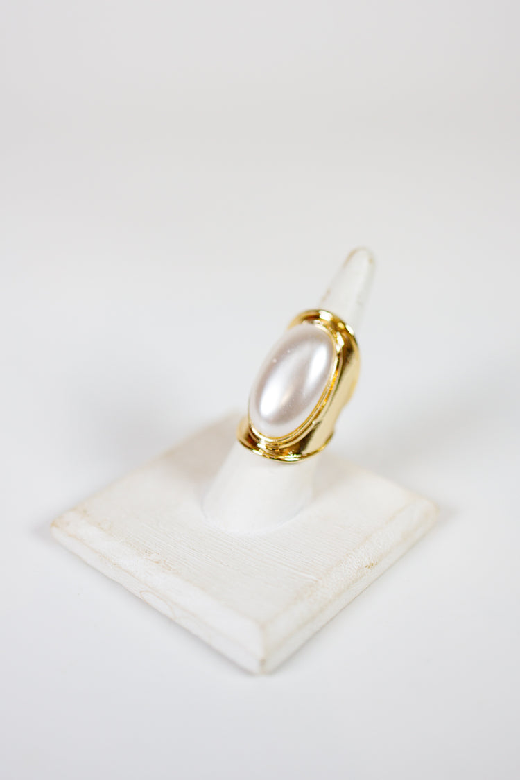 Oval Pearl Wide Open Ring Jaxe + Grace Boutique