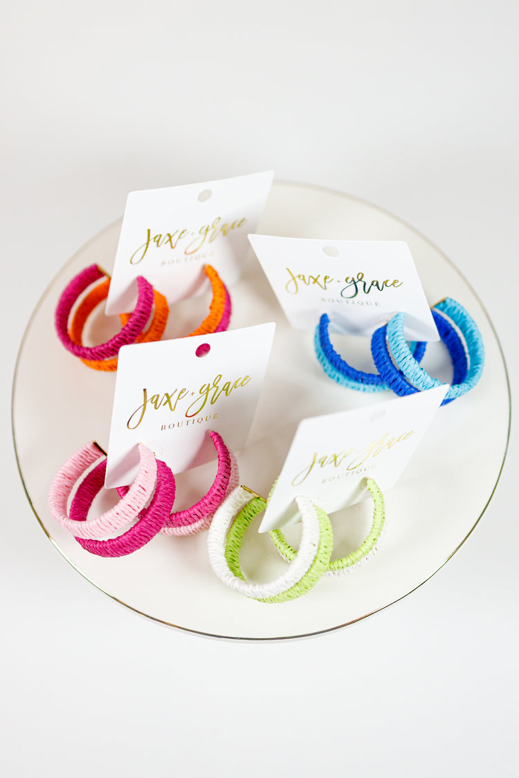 Layered Raffia Hoops, VARIOUS Jaxe + Grace Boutique