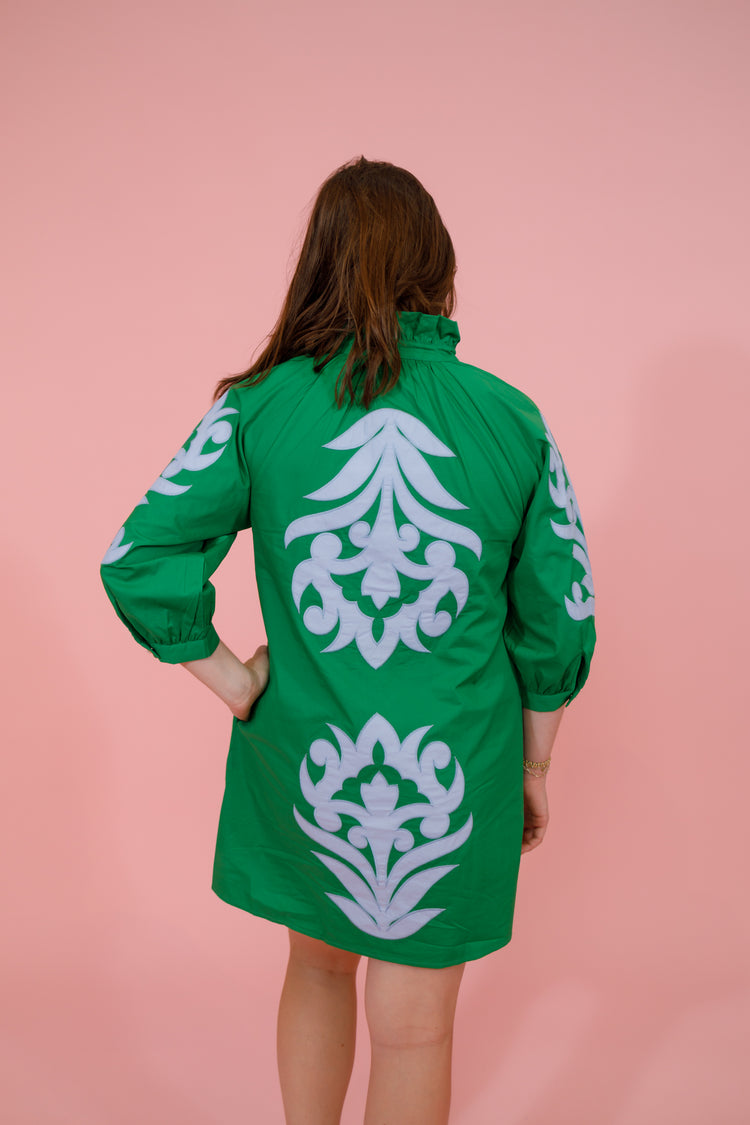 Green Applique Shift Dress, S-2XL Jaxe + Grace Boutique