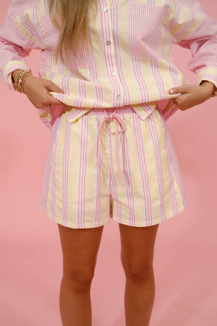 Pink and Yellow Stripe Shorts Set Jaxe + Grace Boutique