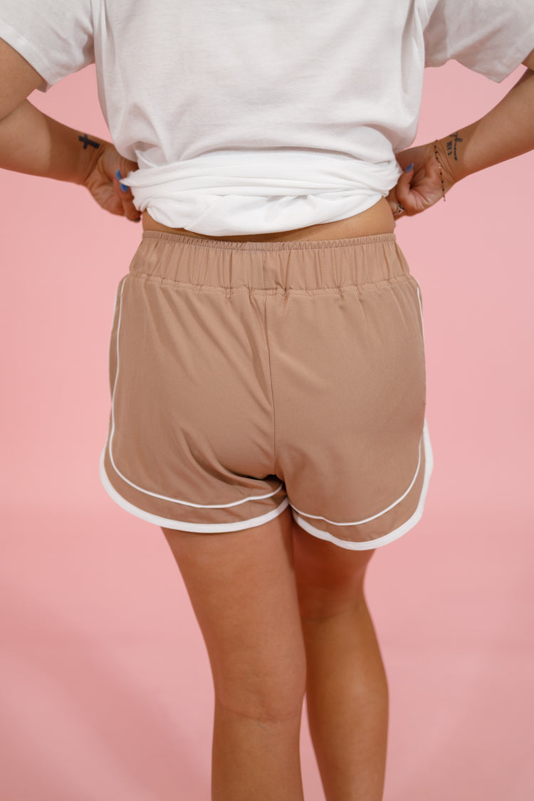 Cocoa Woven Athletic Shorts Jaxe + Grace Boutique