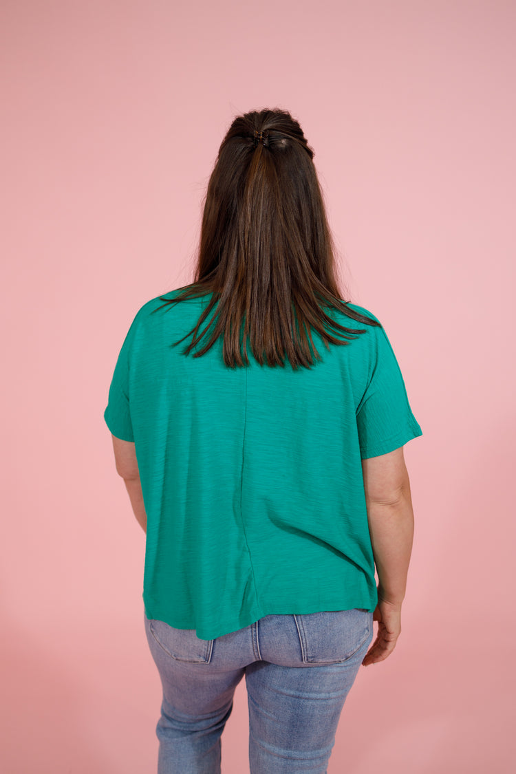 Kelly Green Boxy Slub Top Jaxe + Grace Boutique