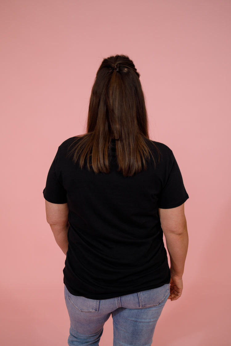 Black Round Neck Cotton Boyfriend Top, S-3XL Jaxe + Grace Boutique
