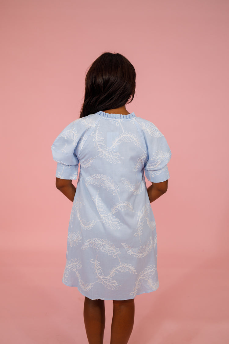 Blue Embroidered Button Down Dress Jaxe + Grace Boutique