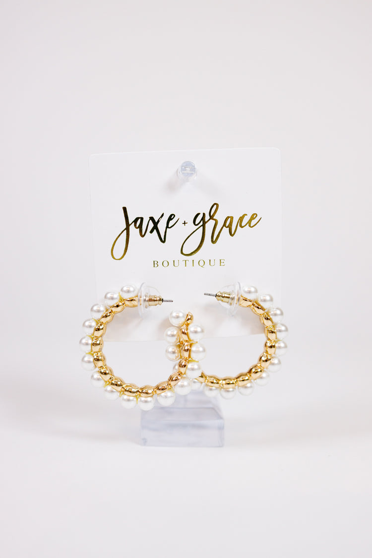Pearl Hoop Earrings Jaxe + Grace Boutique