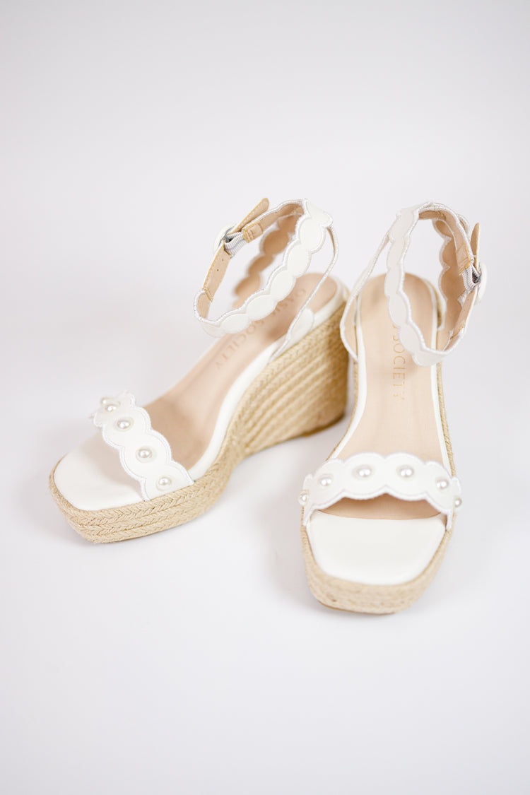 Catalina White Scalloped Espadrille Wedge Jaxe + Grace Boutique