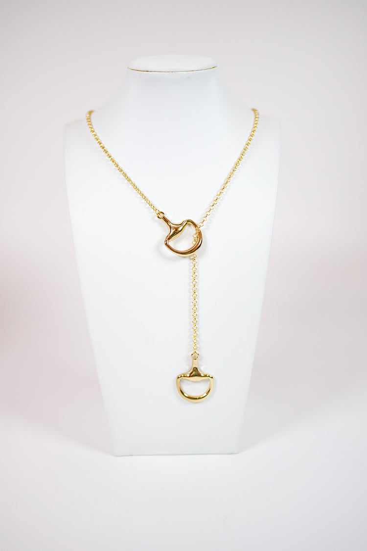 Gold Equestrian Lariat Necklace Jaxe + Grace Boutique