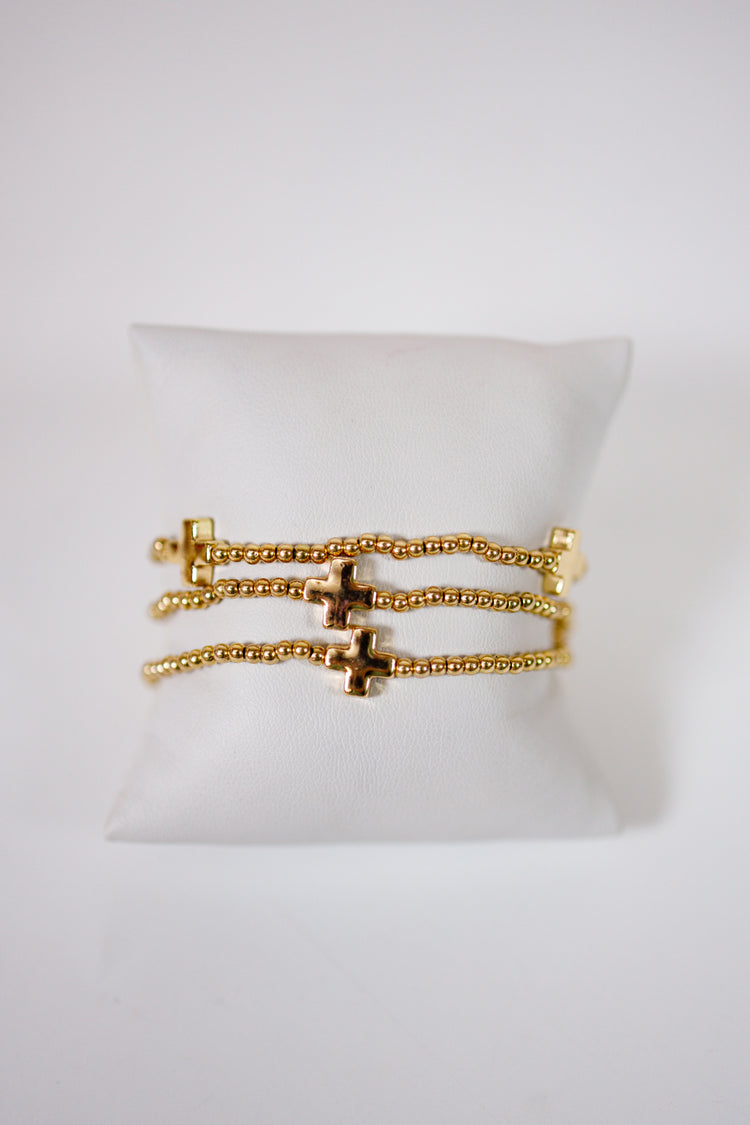 Mini Cross Charms Bead Bracelet Set Jaxe + Grace Boutique