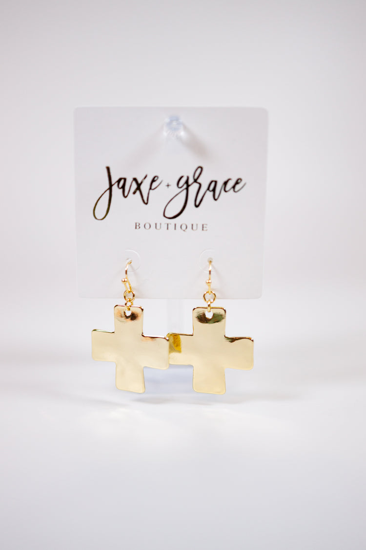 Hammered Metal Cross Earrings, VARIOUS Jaxe + Grace Boutique