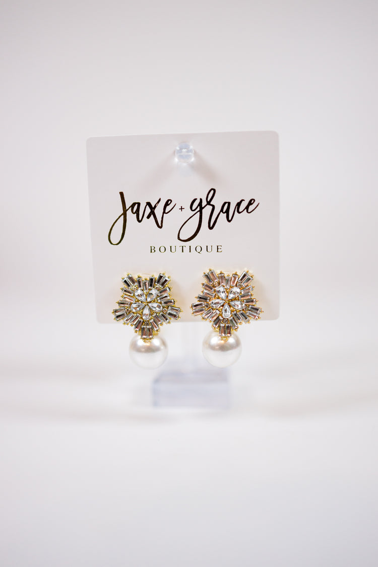 Snowflake Zirconia Pearl Earrings Jaxe + Grace Boutique