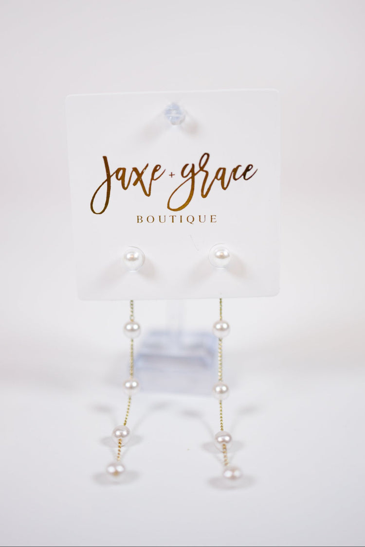 Pearl Tassel Drop Earrings Jaxe + Grace Boutique