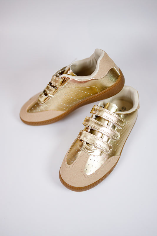 Gold Scallop Velcro Sneaker Jaxe + Grace Boutique