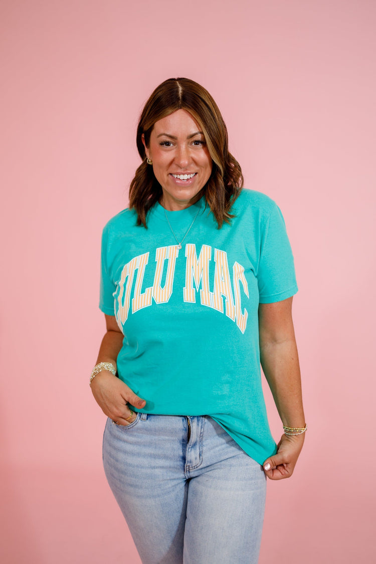 LULU MAC - Stripe Green Comfort Color Tee Jaxe + Grace Boutique