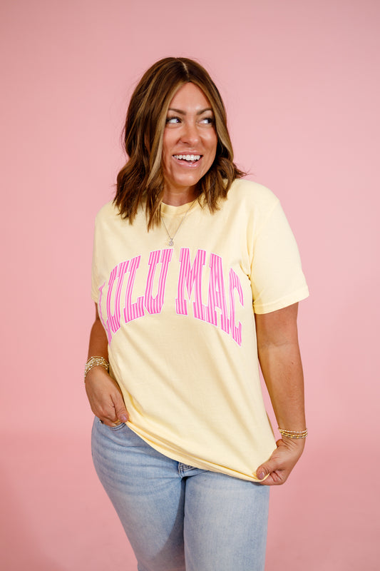 LULU MAC - Stripe Yellow Comfort Color Tee Jaxe + Grace Boutique