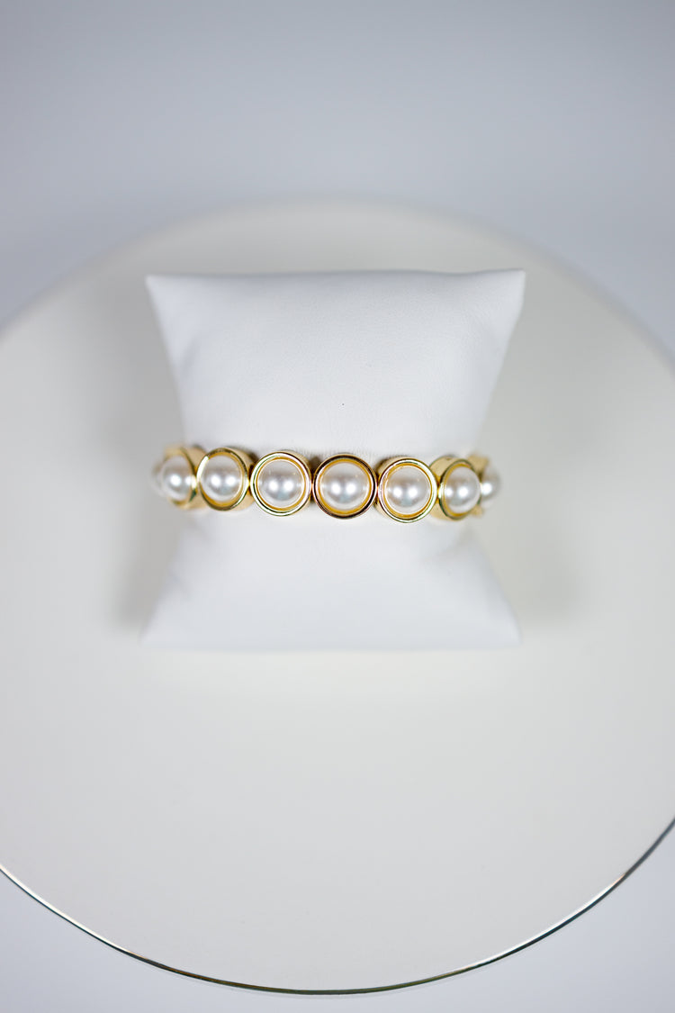 Gold and Pearl Stretch Bracelet Jaxe + Grace Boutique