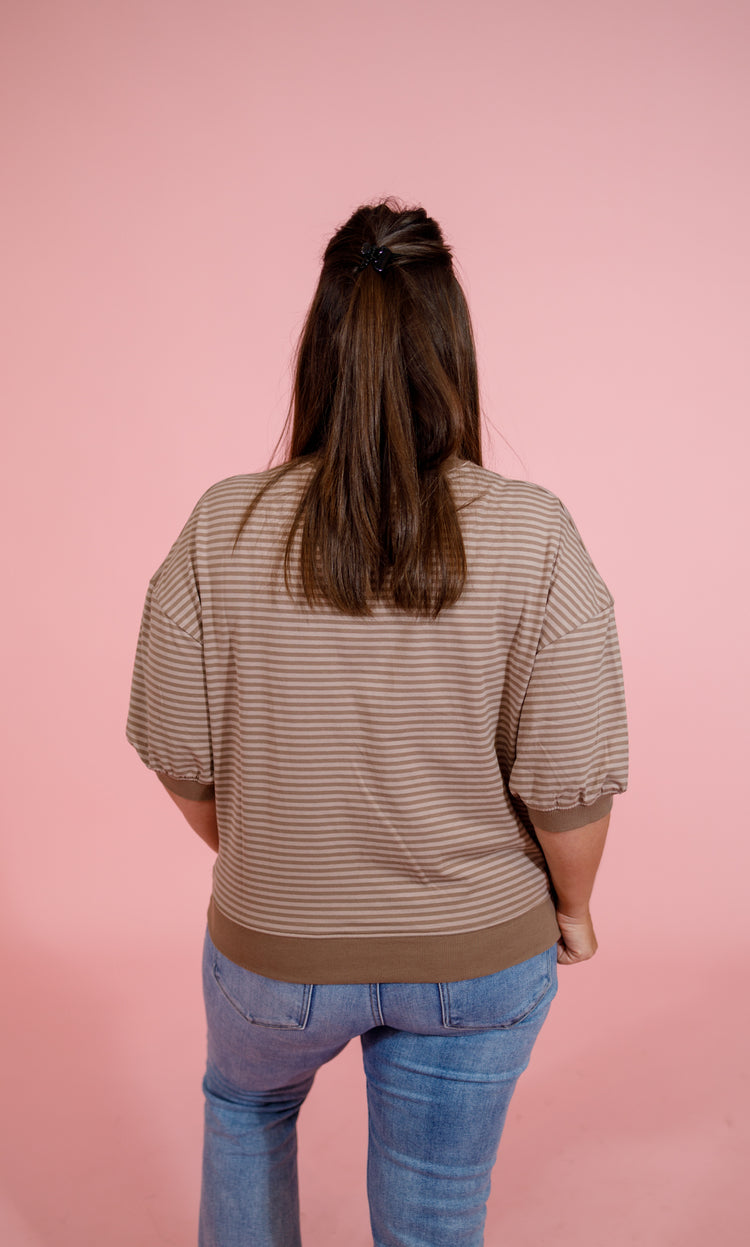 Striped Contrast Top, ASH MOCHA Jaxe + Grace Boutique