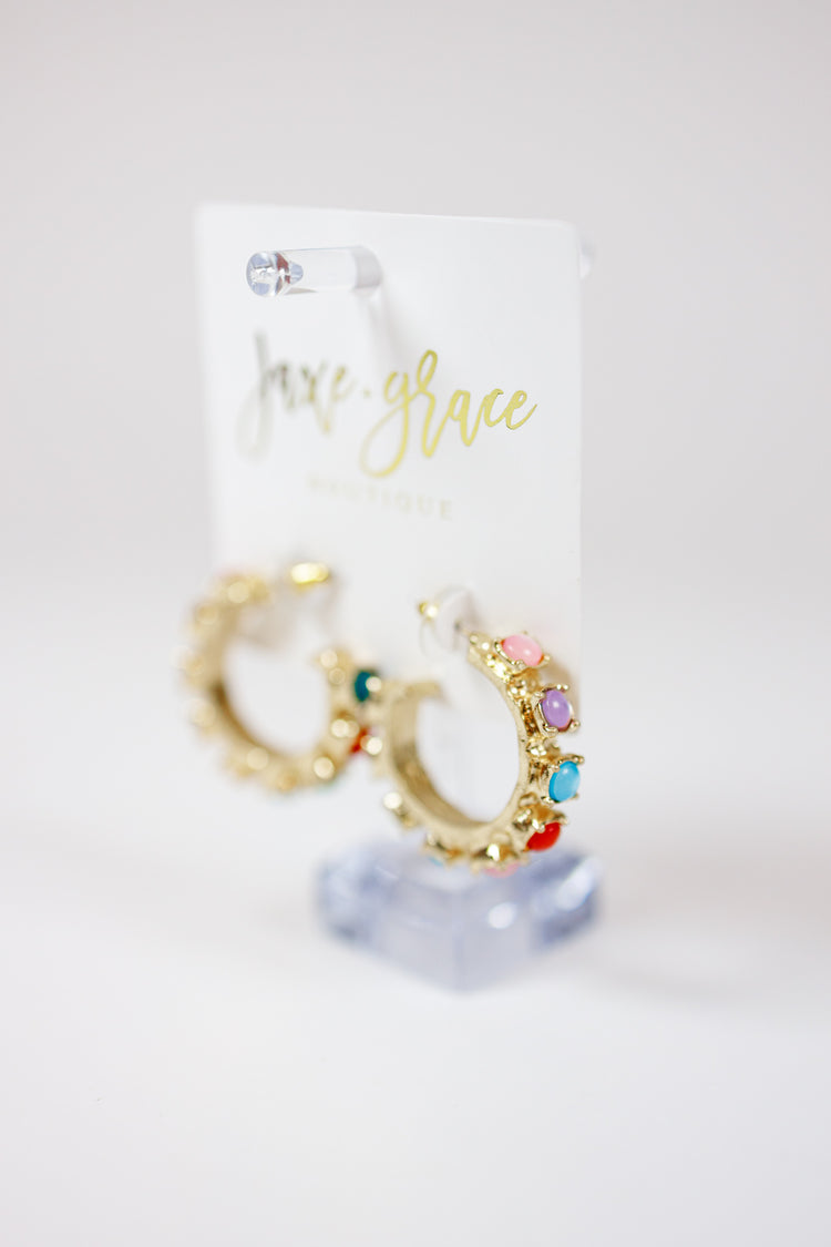 Multi Dotted Stone Hoops