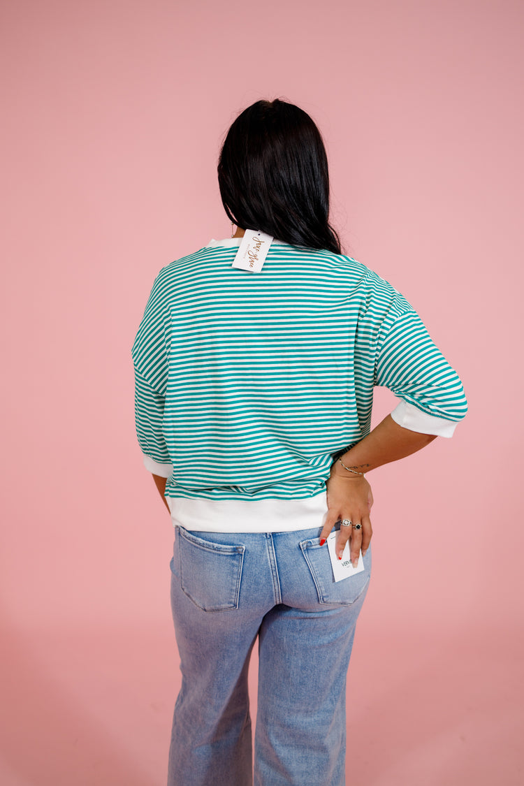 Striped Contrast Top, K GREEN, S-3XL Jaxe + Grace Boutique
