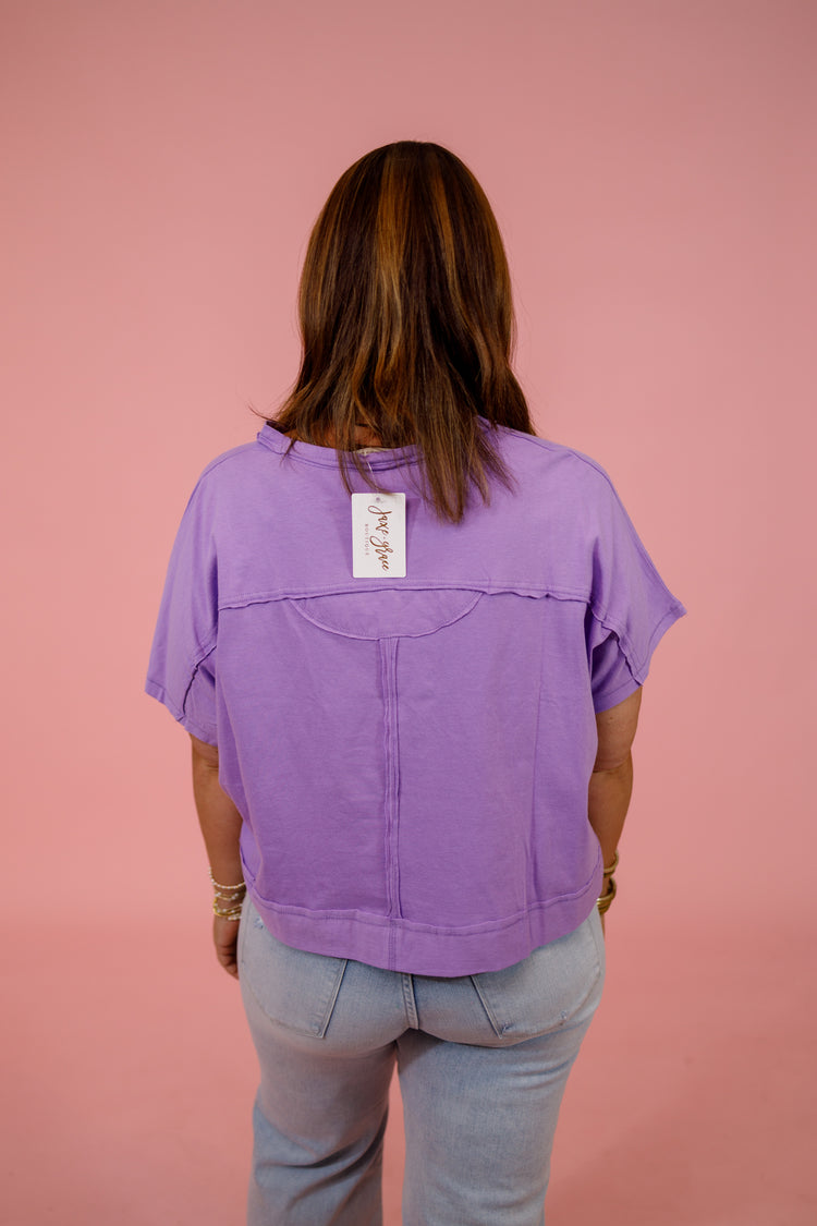 Exposed Seam Boxy Top, LAVENDER Jaxe + Grace Boutique