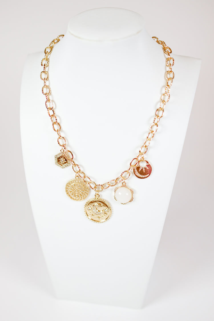 Moon & Multi Charm Necklace