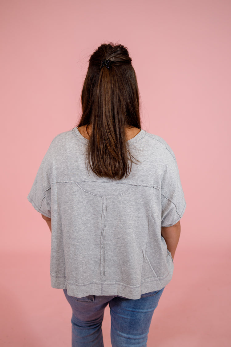 Exposed Seam Boxy Top, H GREY Jaxe + Grace Boutique