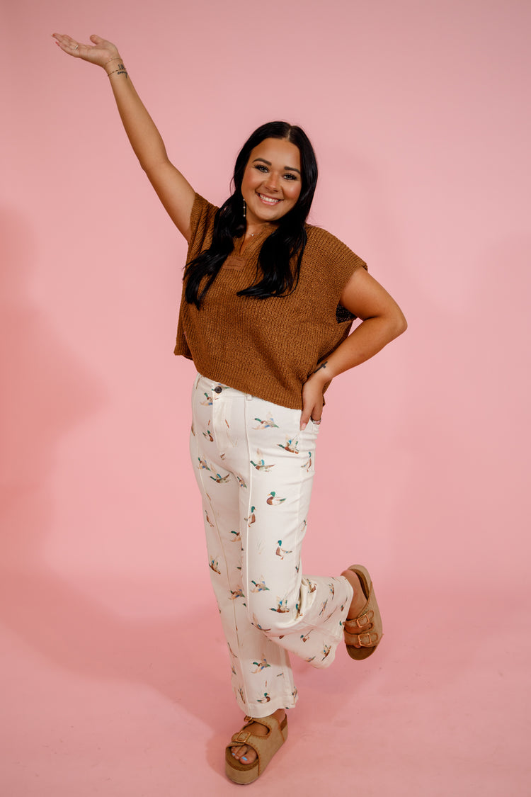 Mallard Printed Stretch Denim Wide Leg Jeans Jaxe + Grace Boutique