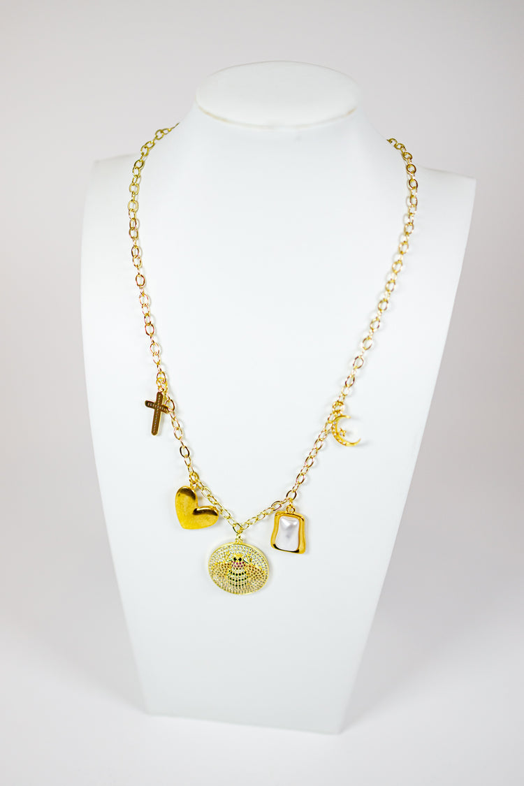 HD Bumble Bee Multi Charm Necklace