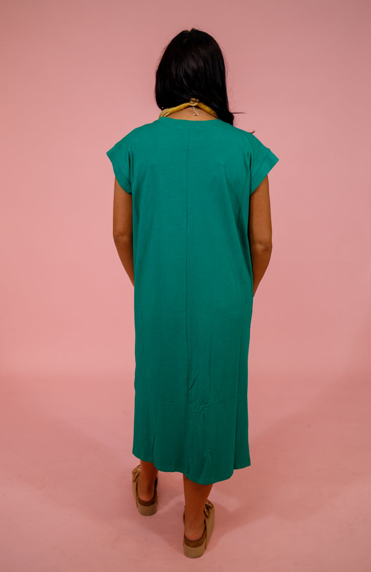 Round Neck Short Sleeve Midi Dress, K GREEN Jaxe + Grace Boutique