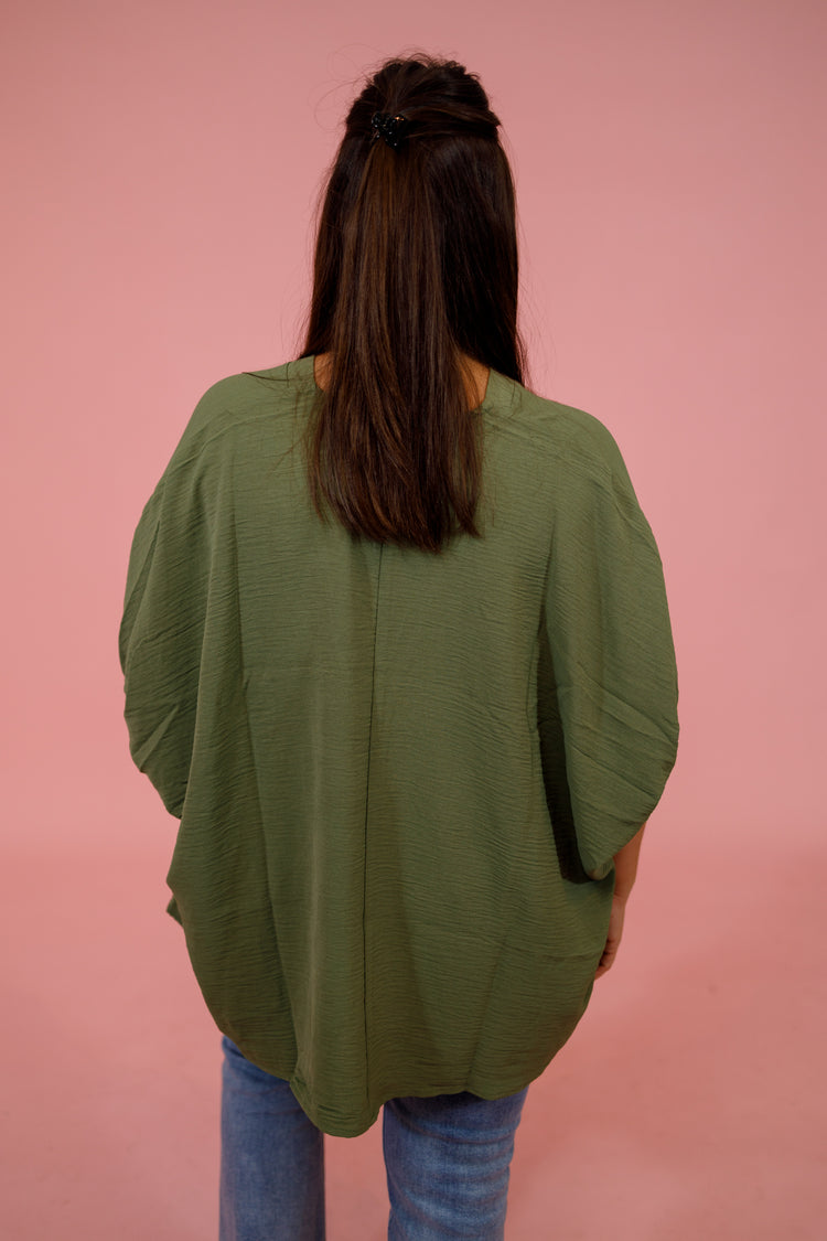 Woven V-neck Puff Half Sleeve Top, LT. OLIVE, S-3XL Jaxe + Grace Boutique