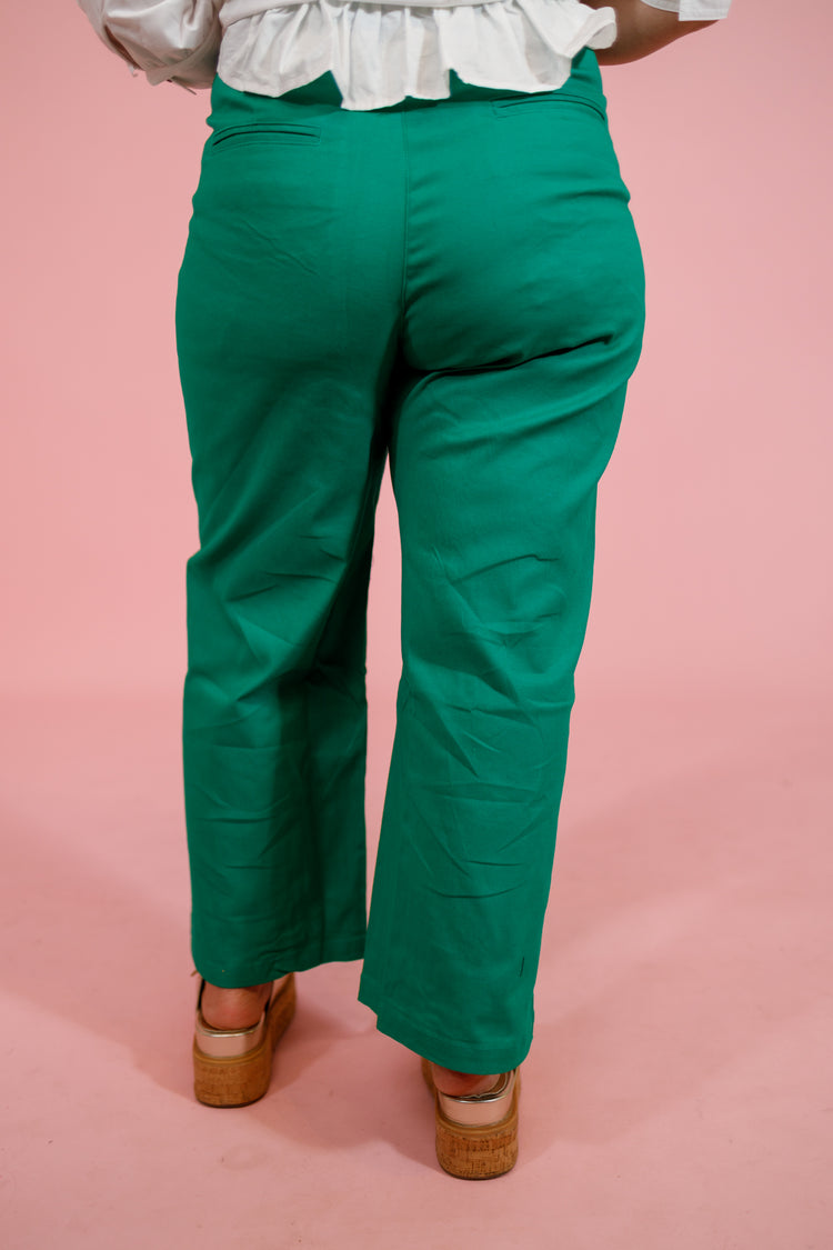 Green Scallop Pocket Pants Jaxe + Grace Boutique