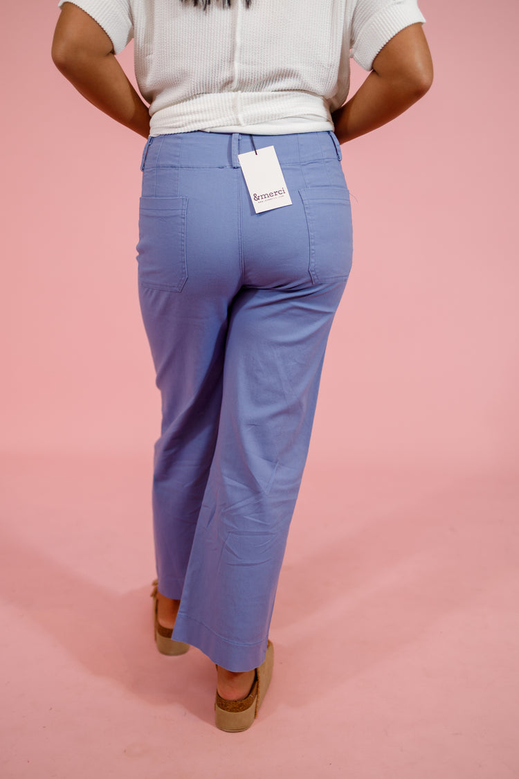 Spring Blue Patch Pocket Pants Jaxe + Grace Boutique