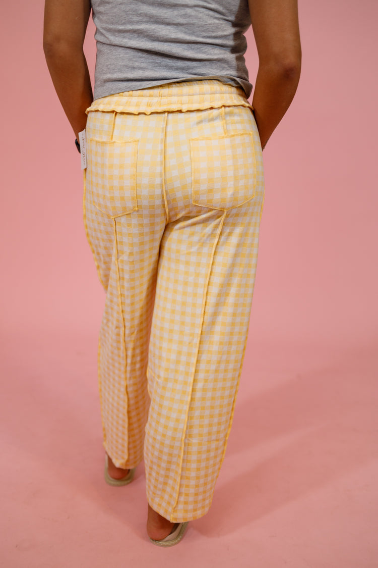 Soft Brushed Gingham Barrel Knit Pants, BANANA Jaxe + Grace Boutique