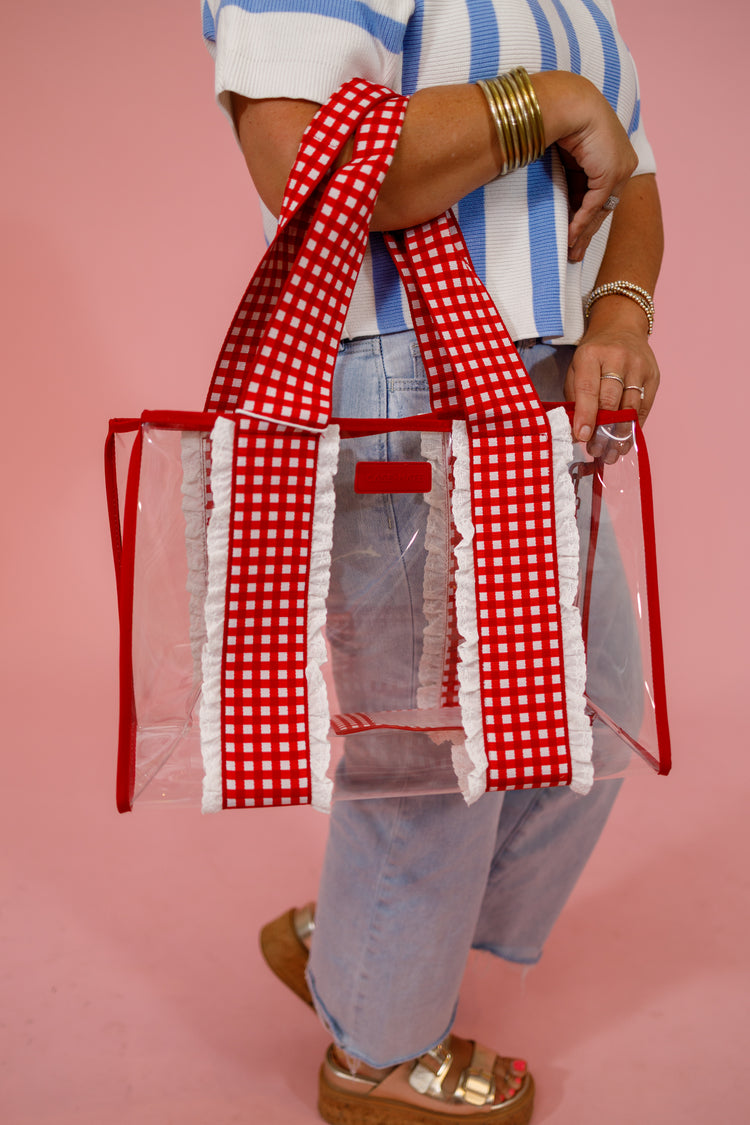 Case Mate Bubble Jelly Tote Bag, CHERRY GINGHAM Jaxe + Grace Boutique