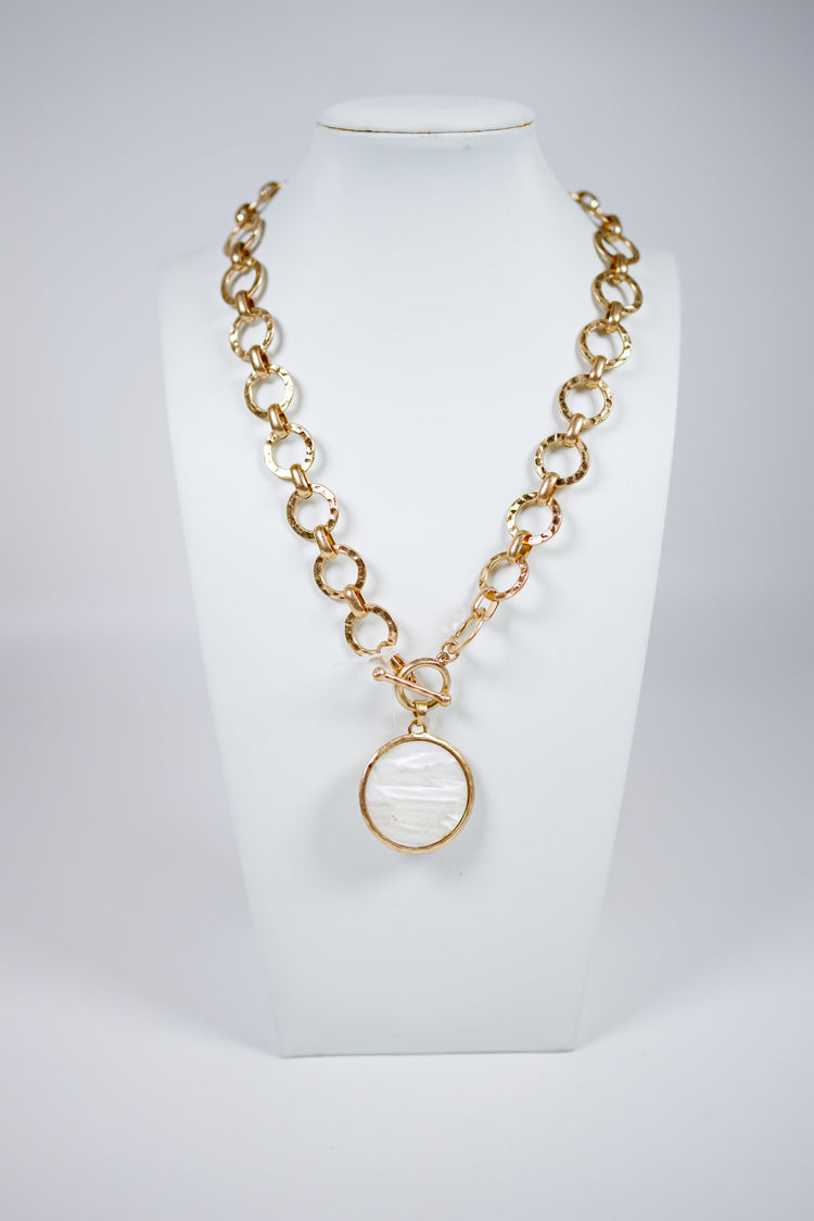 Chunky Chain Circle Pearl Necklace Jaxe + Grace Boutique