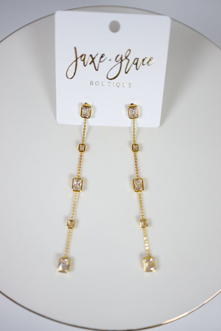 5 Stone Dangle Drop Earrings Jaxe + Grace Boutique