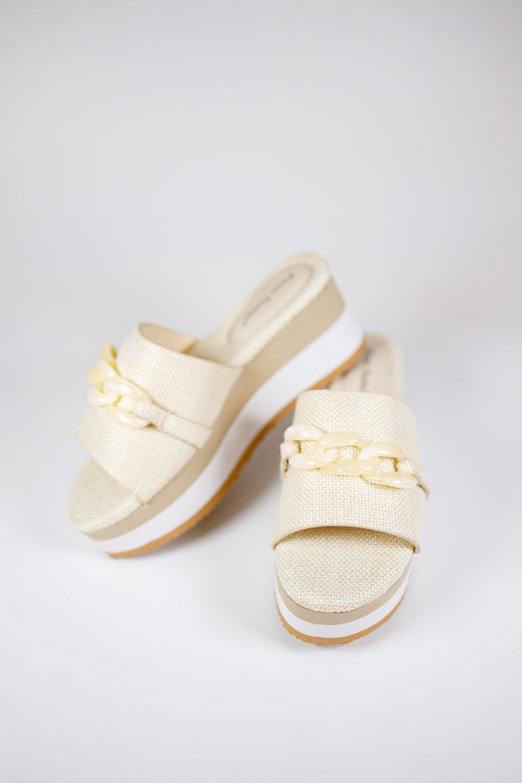 Cream Chain Strap Platform Sandals