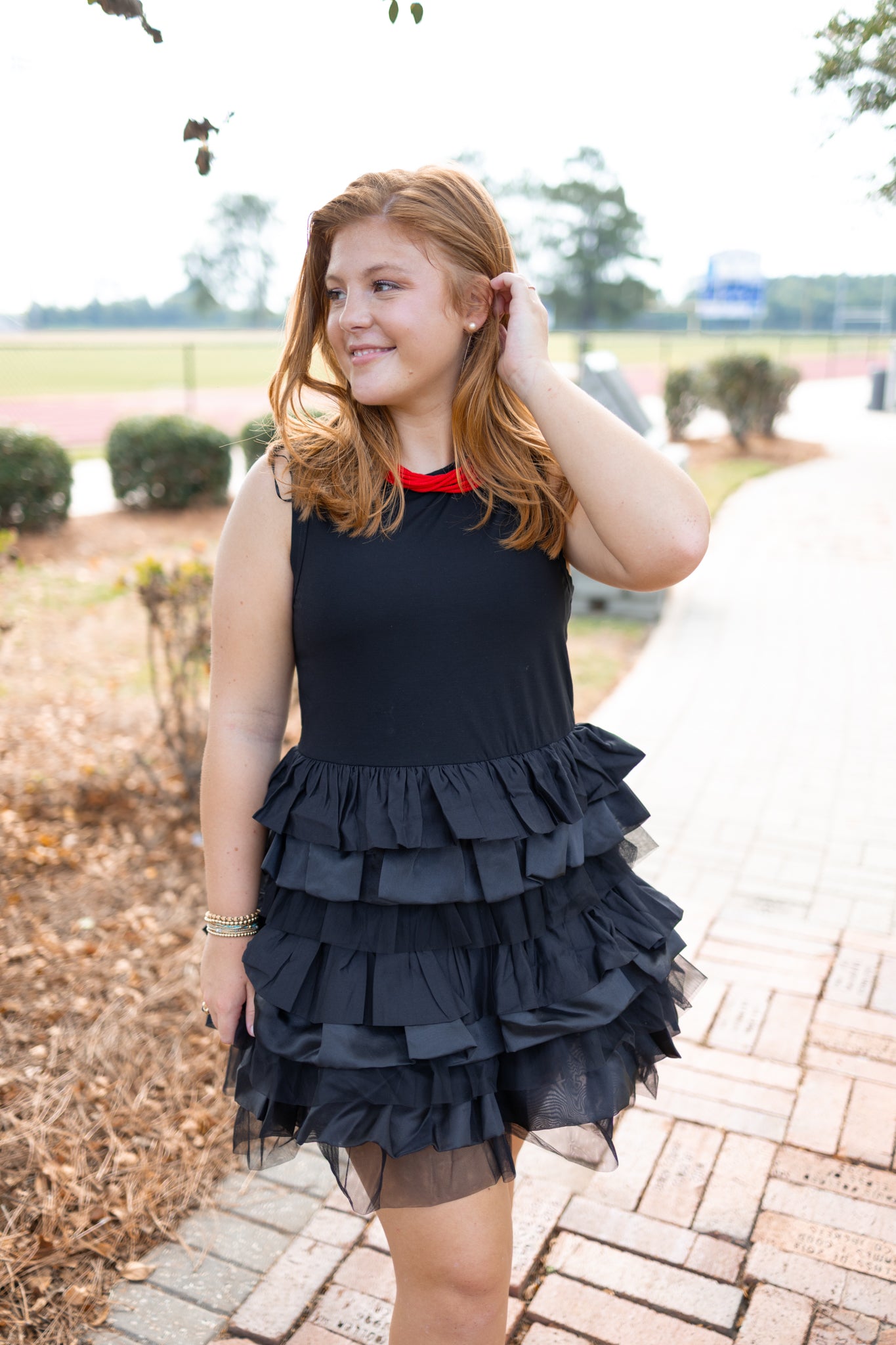 Black Sheer Ruffle Dress